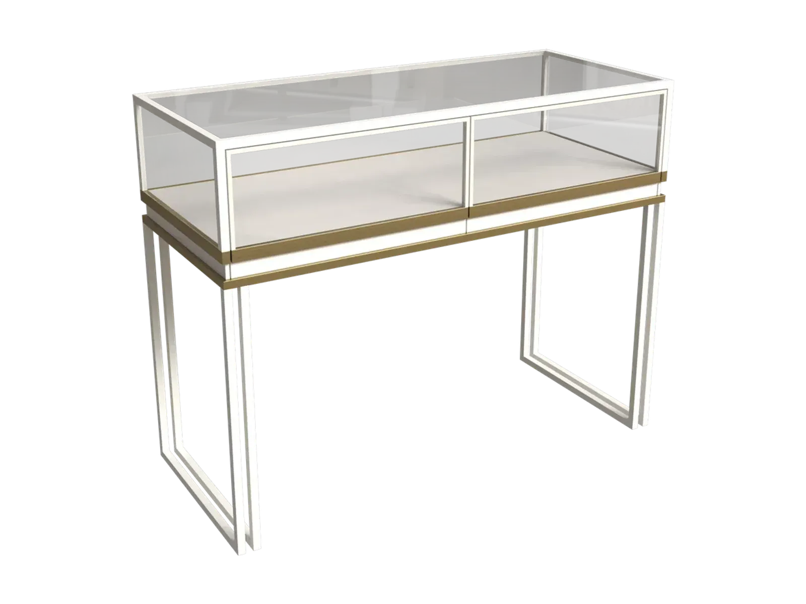 perspective view of two-tone U-shaped low jewelry counter