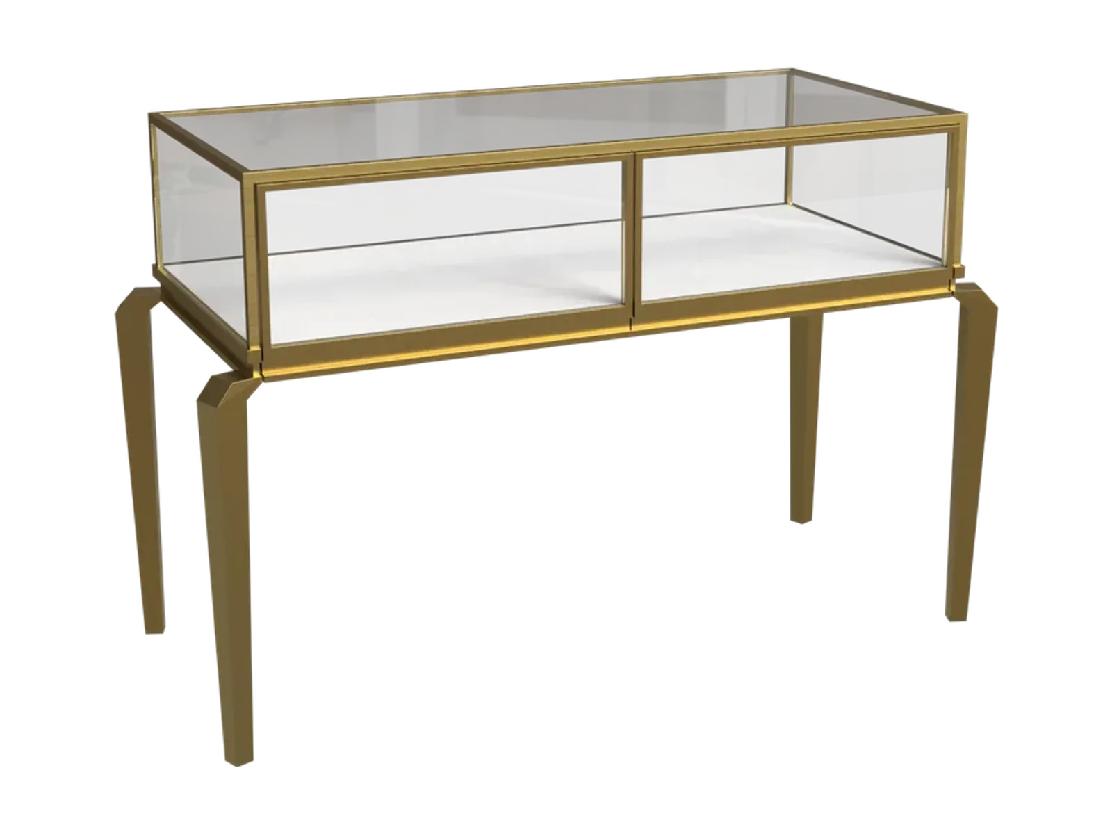two-door view of curved-leg low jewelry counter