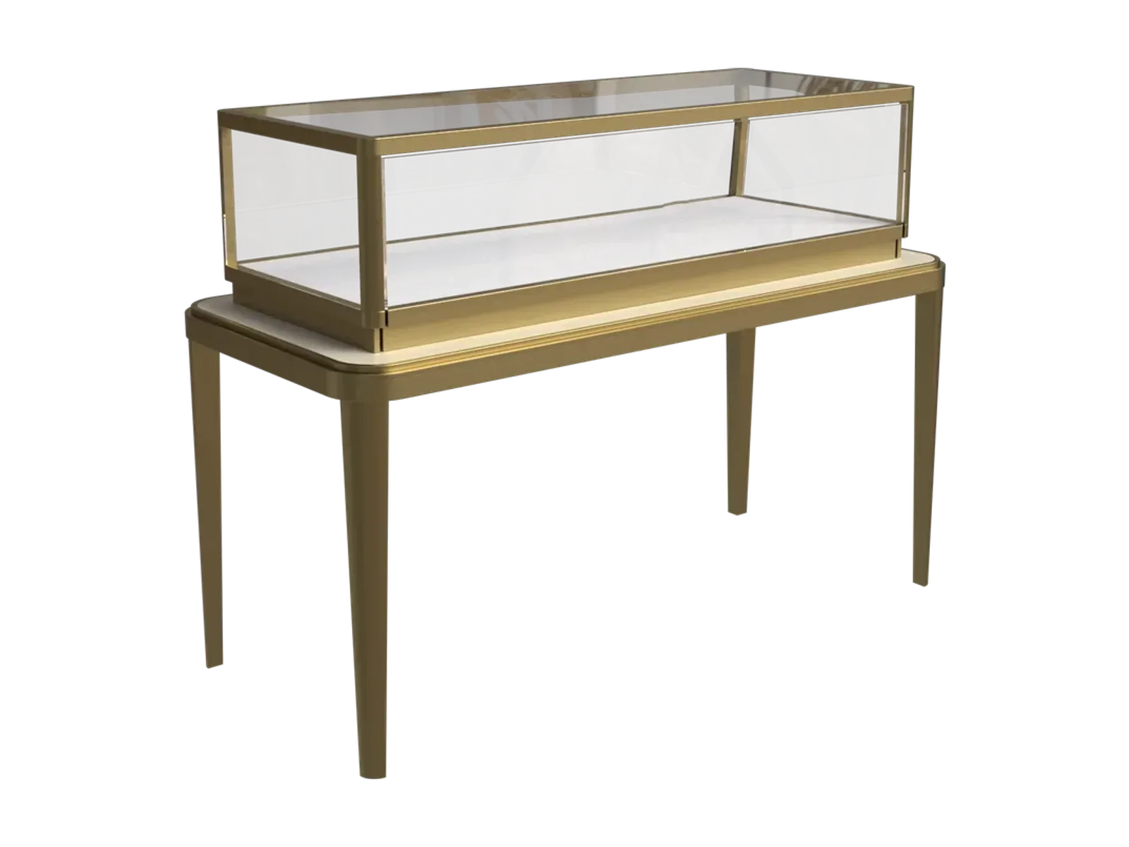 recessed view of champagne gold jewelry counter