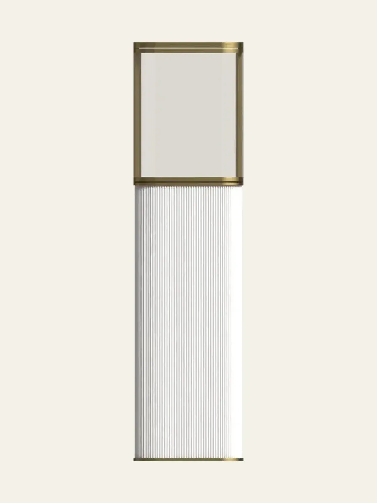 front view of cream white island tall cabinet
