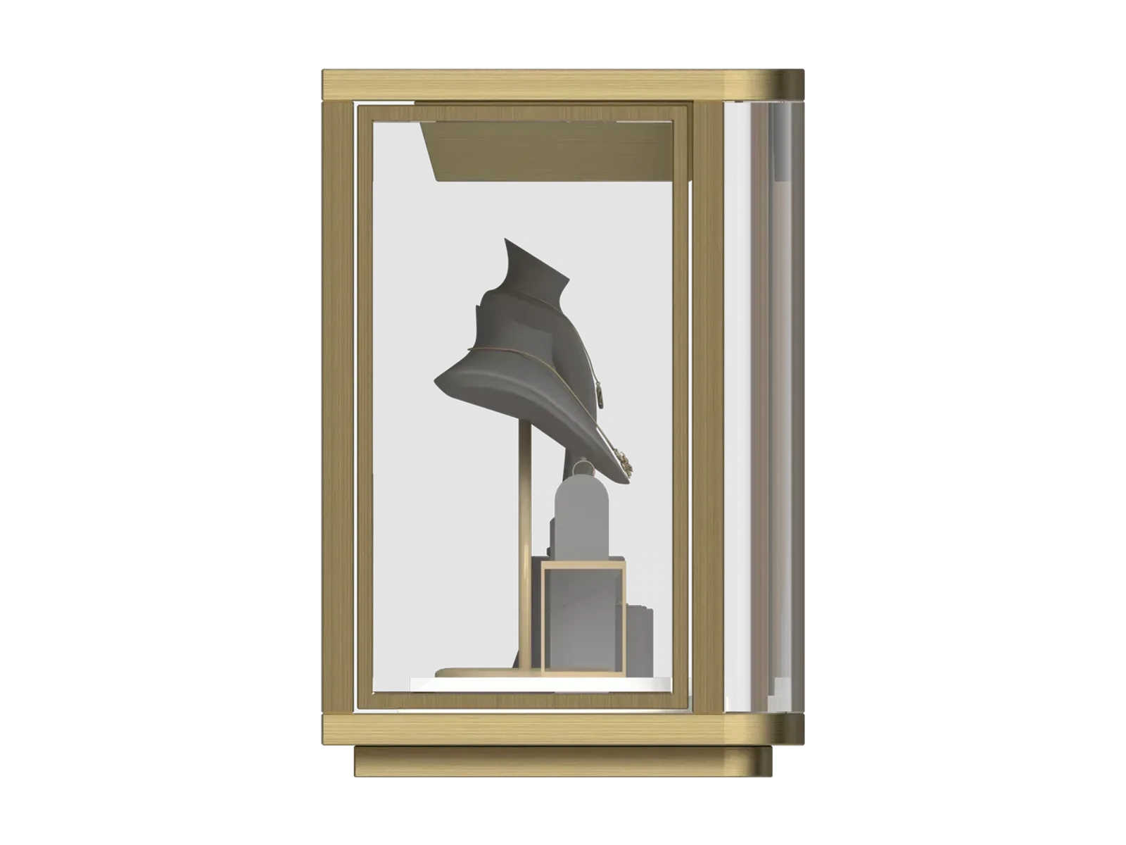 side view of jewelry window display cabinet