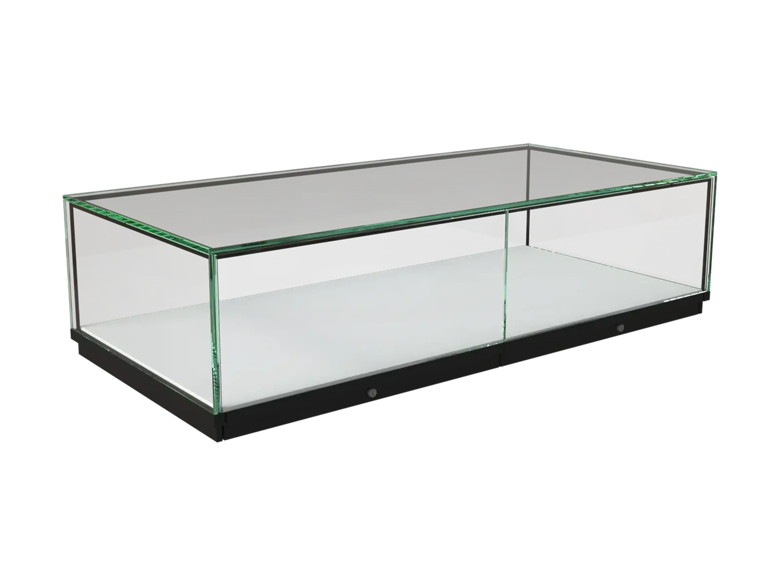 perspective view of frameless glass cover jewelry showcase 2