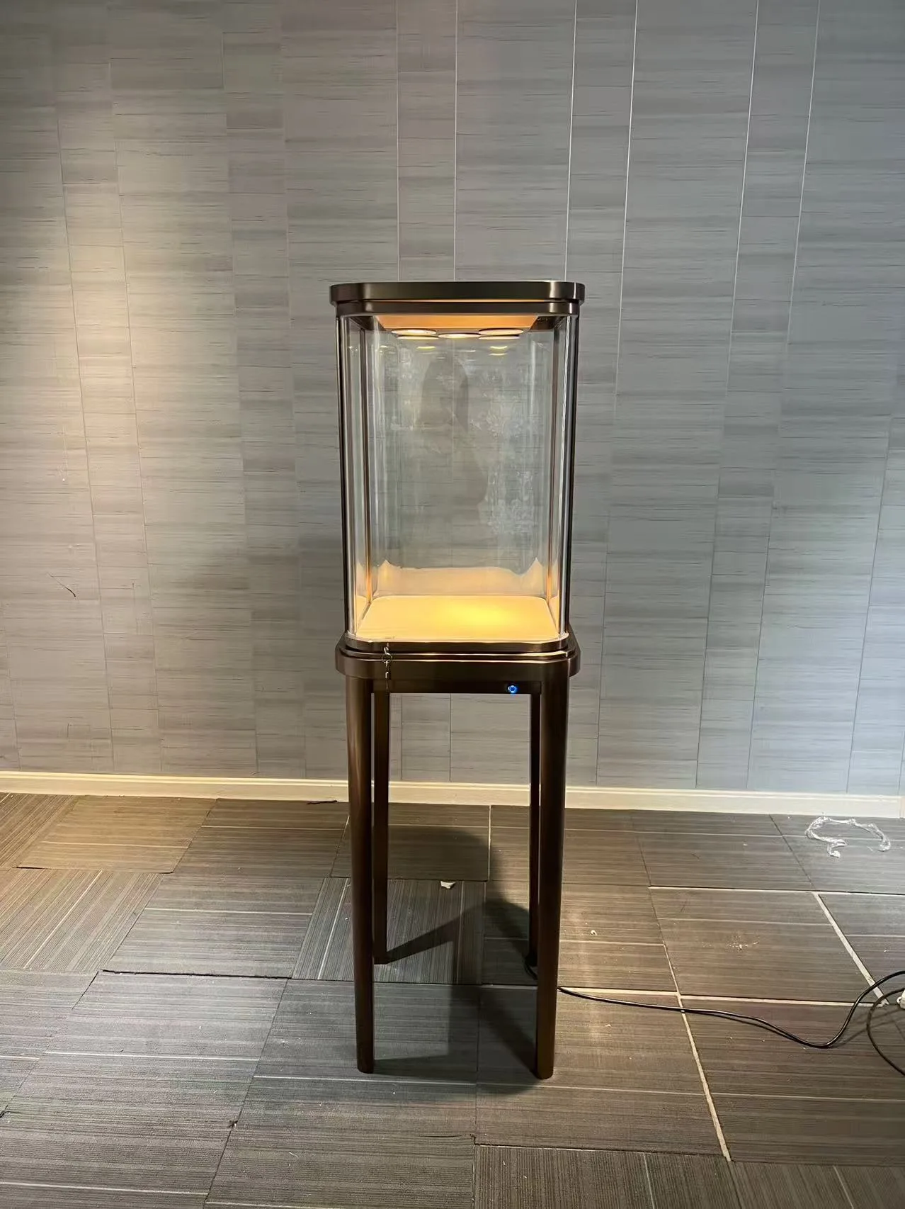 Tall round glass jewelry display cabinet